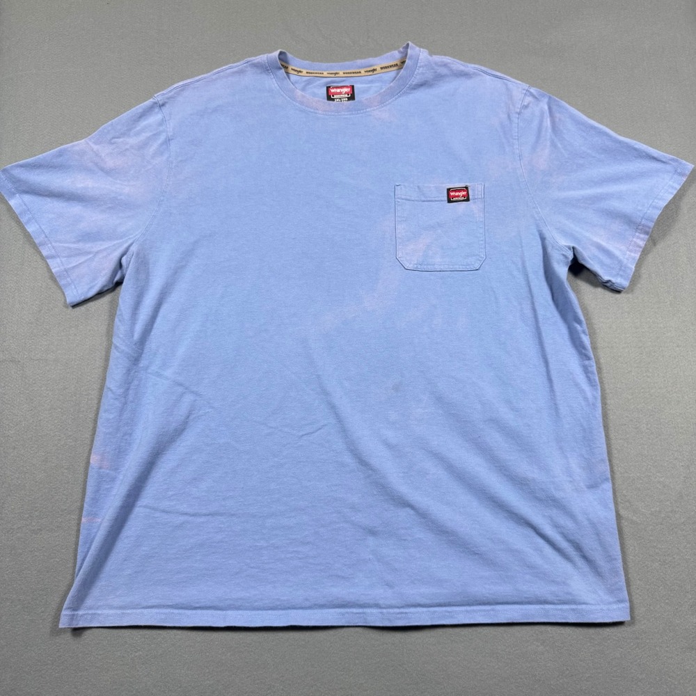 Wrangler Workwear Mens 3XL Blue Short Sleeve Pocket T-Shirt Heavy Cotton Tee